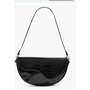 Topshop Croc Embossed Half Moon Handbag